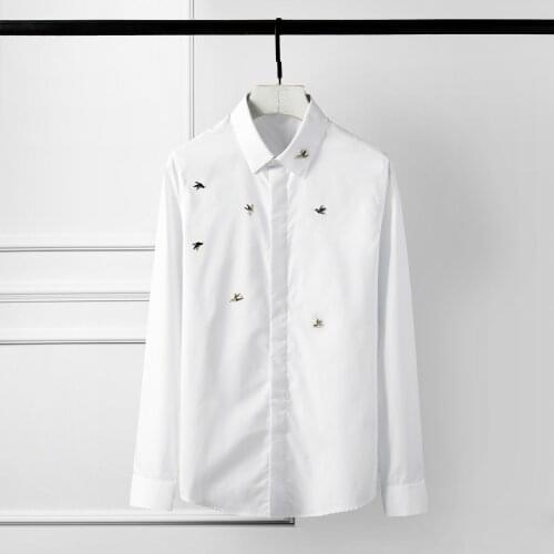 Plus Size 4xl Mens Shirts Luxury Metal Rivet Long Sleeve Solid Color Mens Dress Shirts Fashion Slim Party Nightclub Shirt Man