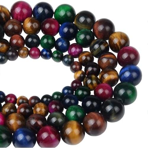 Multi-Color Tiger Eye Natural Stone Beads for Bracelet Making Beads 6 8 10 12mm