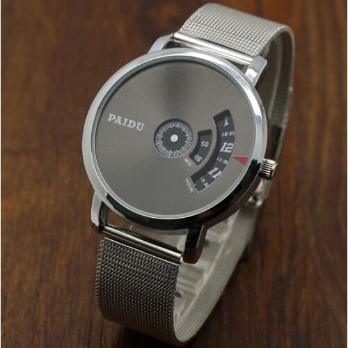 Casual Top Brand Paidu Turntable Dial Net Mesh Steel Band WristWatches Fashion Sports Watches Men Women Unisex Gift Dress Clocks