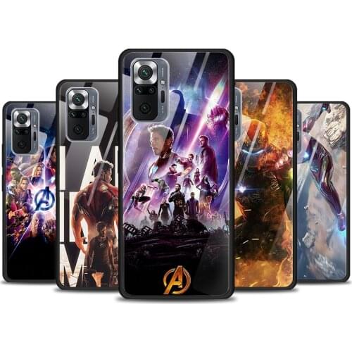 Iron Man Marvel Avengers Tempered Glass Cover For Xiaomi Redmi Note 10 10S 9 9T 9S 8T 8 9A 9C 8A 7 Pro Max Phone Case