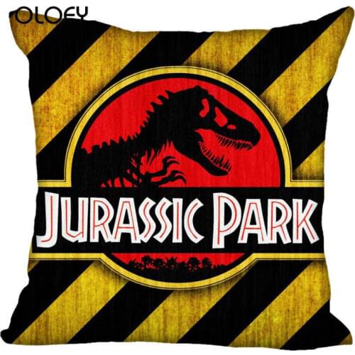 Custom Jurassic Park Logo Square Pillowcase Custom Zippered Pillow Cover Case 40x40,45x45cm(One Side)