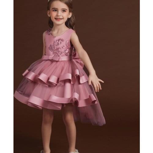 PatPat Kids Girl Lace Embroidered Bowknot Mesh Party Dress