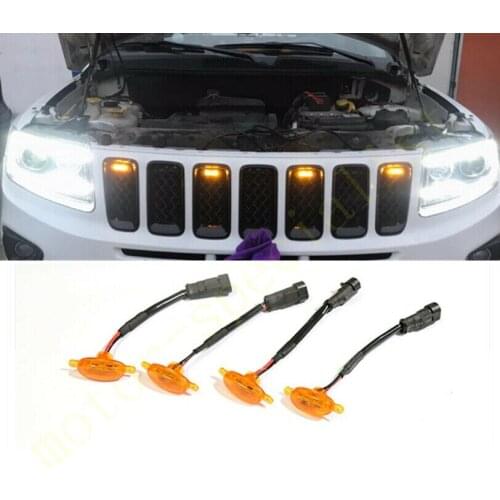 For Jeep Grand Cherokee 2003-2016 LED Car Front bumper Grille LED Amber Light Raptor Style Light Kit Decor W/ Wire Speed