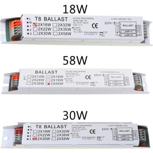 T8 220-240V AC 2x58W Wide Voltage Electronic Ballast Fluorescent Lamp Ballasts Drop Shipping