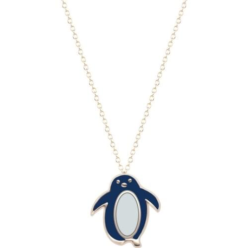 Kinitial Cute Cutout Penguin Enamel Charm Pendant Necklace for Bird Animal Long Chain Necklaces BFF For Girl Statement Gift