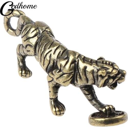 Solid Brass Big Tiger Figurines Ornaments Pure Copper Animal Tigers Model Statue Miniatures Desk Decorations Vintage Home Decor