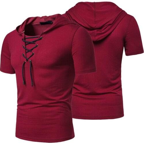 New Hooded Short Sleeve T Shirt Men Casual Slim Fit T-Shirt Men Size XXXL Solid Streetwear T-Shirts Summer Top Tee Shirt Homme