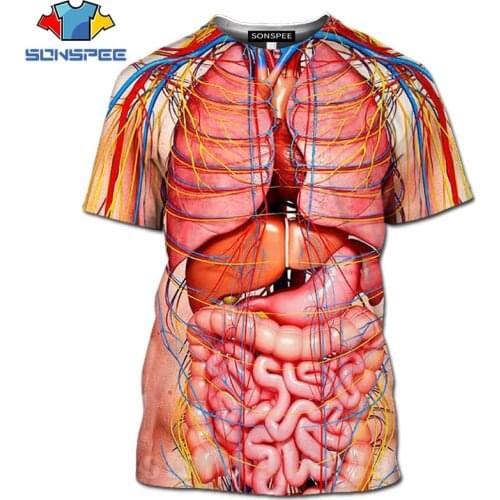 3D Print Cosplay Male Skeleton Internal Organs Tshirt Harajuku Human Body T-shirt Men Women Fashion T shirt Summer Short Sleeve