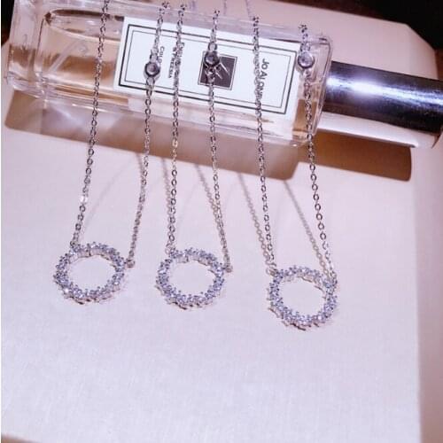 Hot Sale Pure 925 Sterling Silver Round Full CZ Stone Pendant For Women Real Silver Jewelry Necklace Good Quality Wholesale