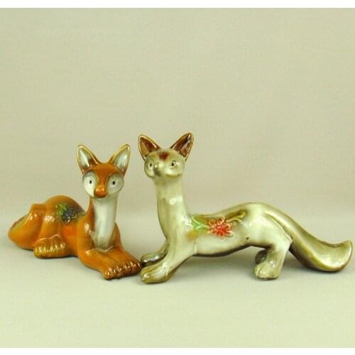 Artistic Porcelain Fox Lovers Figurines Decor Ceramics His&hers Statue Craftworks Ornament Gift for Valentines Day and Wedding