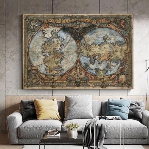 Thrones Game Canvas Painting Westeross And Essos Game Print Movie Poster Wall Art Pictures Living Room Home Decoration Cuadros