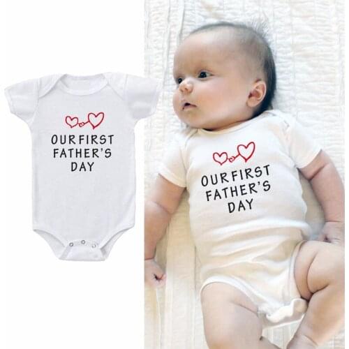 Newborn Baby Boy Girl First Fathers Day Romper Jumpsuits Summer Cotton One Piece Playsuit Outfit Fathers Day Clothes