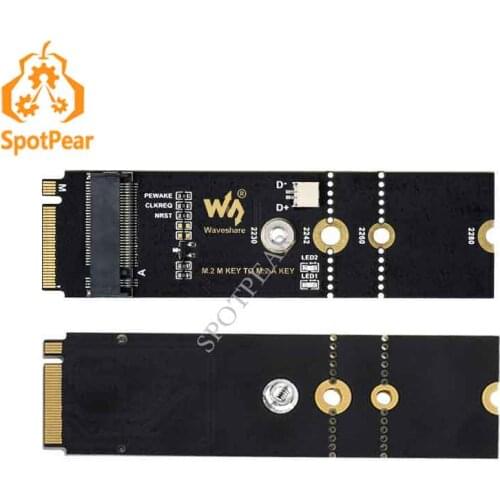 Raspberry Pi Compute Module 4 CM4 M.2 M KEY To A KEY Adapter, for PCIe Devices, USB Bluetooth