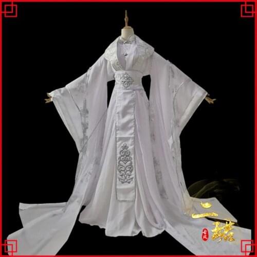 Tian Guan Ci Fu Cosplay Xie Lian Costume The Husky and His White Cat Master Chu Wanning White Hanfu Chinese Outfit Costumes