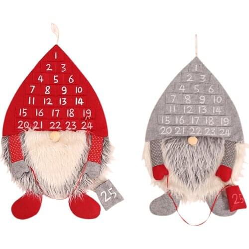 Creative Non-woven Christmas Advent Calendar Christmas Forester Red Grey Christmas Advent Calendar Decoration Hanging Gnome