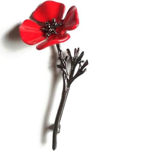Fashion Red 4-leaf Flower Brooch Unisex Collar Backpack Decorative Jewelry Accessories Retro Red Flower Brooch Jewelry