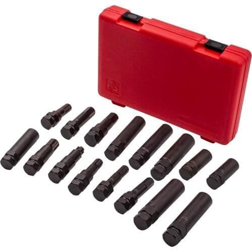 Locking Lug Nut Key Wheel Tire Lug Removal Socket Tool Kit 16 pcs 13/16'' 5/8