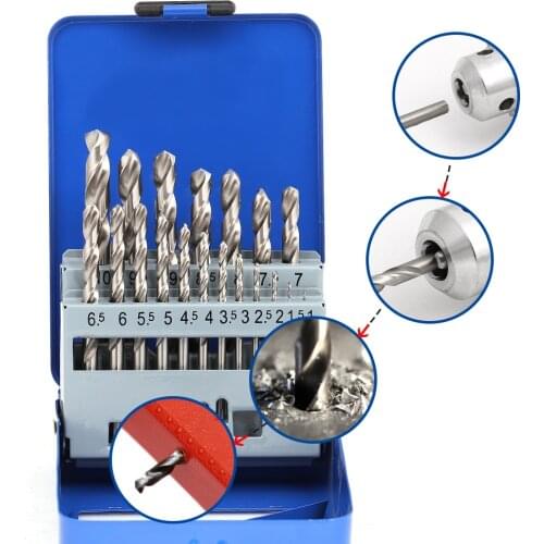 COMOWARE Jobber Metal Twist Drill Bit Set HSS M2 1.0mm to 10.0mm 19Pcs Straight Shank for Stainless Steel Cast Iron Plastic Wood