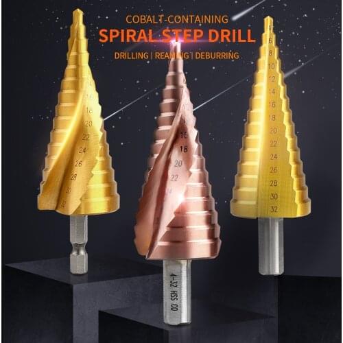 3pcs 4-12/20/32mm HSS Straight Groove Step Drill Bit Set Titanium Coated Wood Metal Hole Cutter Core Drill Cobalt Bit Set