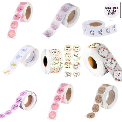 500Pcs Thank You Sticker Flower Seal Label Adhesive Aesthetic Scrapbooking Scratch Off School Journal Gift Sealing Stickers