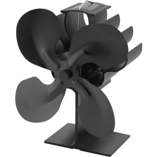 Home Fireplace New 4 Blades Heat Powered Stove Fan Blade Heat Powered Stove Fan Eco Fan Metal Low Noise Fireplace Fan