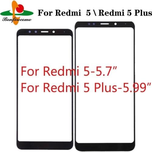 10Pcs\lot Front Panel For Xiaomi Redmi 5 Redmi5 Touch Screen Front Glass Lens Outer Glass Replace Parts