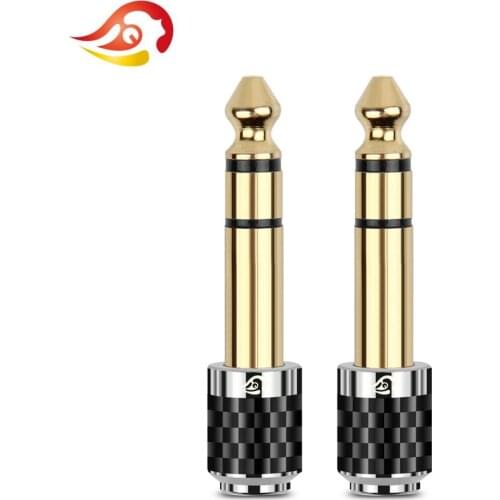 QYFANG 6.35mm 1/4" Male to 3.5mm 1/8" Female Jack Audio Adapter Carbon Fiber Connector Gold Plated Converter 6.35 to 3.5 Plug