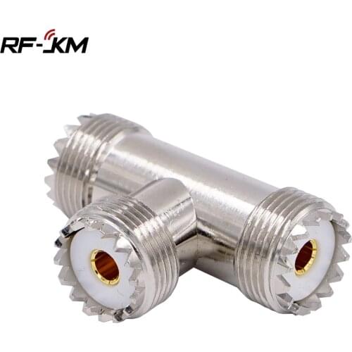 1 Pcs UHF 3 Way Splitter Adapter Socket Type T UHF Female To 2 Dual UHF Female PL259 SO239 solid 16 gear RF Coaxial Connector
