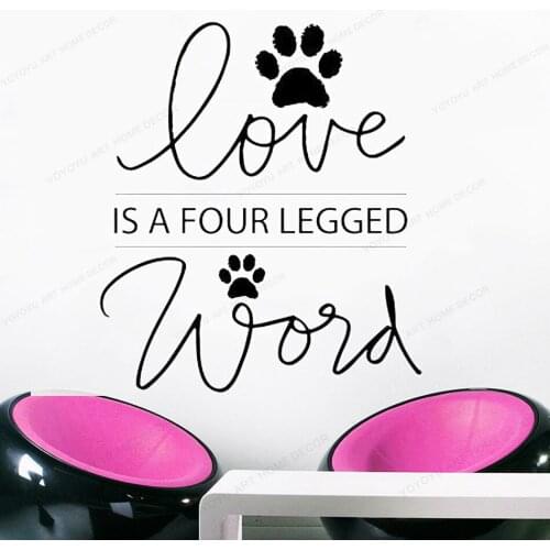 Pet shop Wall Decal Four Paw pet grooming wall stciker vinyl love window decor removable wall art mural HJ762