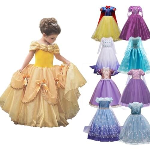Little Girls Princess Dress Elsa Snow Party Queen Halloween Costume Fancy Children Cosplay Clothes Baby Girls Halloween Dress Up