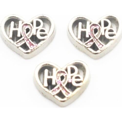 Hot selling 10pcs/lot Heart Hope floating charms living glass memory lockets diy Accessory charms jewelry