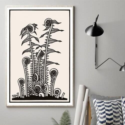 Botanical Lino Vintage Fern Prints Art Nouveau Poster Plants Neutral Wall Art Canvas Painting Pictures Living Room Home Decor
