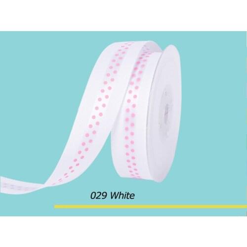 1" inch 25mm Dot Print Satin ribbon with grosgrain ribbons edge For Hair Ties