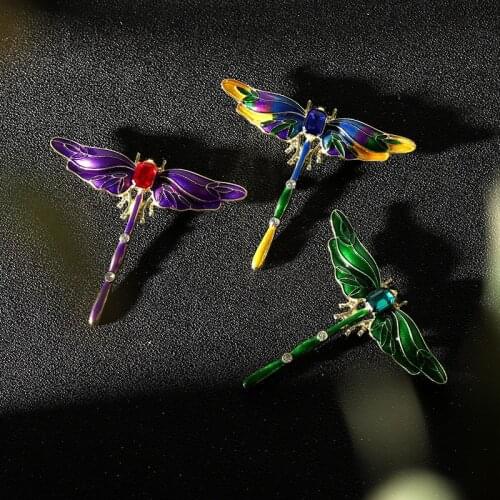 Retro drip enamel color dragonfly anti-light insect animal corsage brooch wholesale