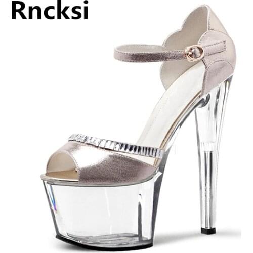Rncksi Womens Wedding Party Girls Sexy 17cm High Heels Sandals Sexy Platform Sandals Pole Dance Party Dress Sandals