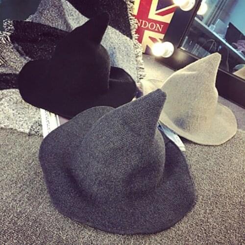Modern Witch Hat Made From High Quality Sheep Wool Halloween Party Witch Hats