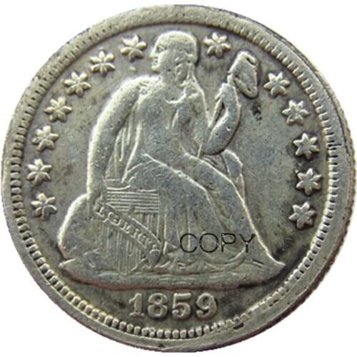 US Liberty Seated Dime 1859 P/S Silver Plated Copy Coins