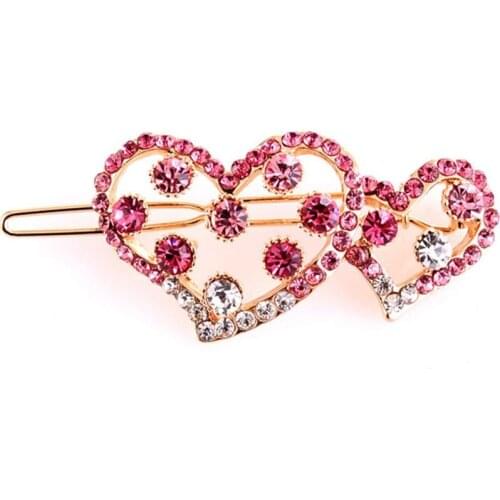 Xiwstar Cute Rhinestone Love Shaped Hair Clip Barrette Accessories Side Clips Jewelry for Women