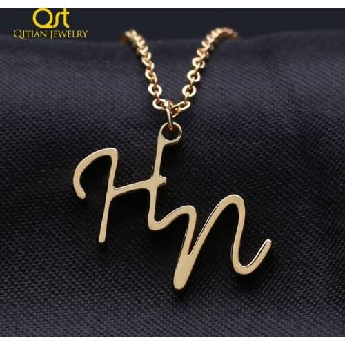 Customize Shorthand Name Necklace Personalized Rose Gold Nameplate Necklaces For Women Statement Stainless Steel Jewelry