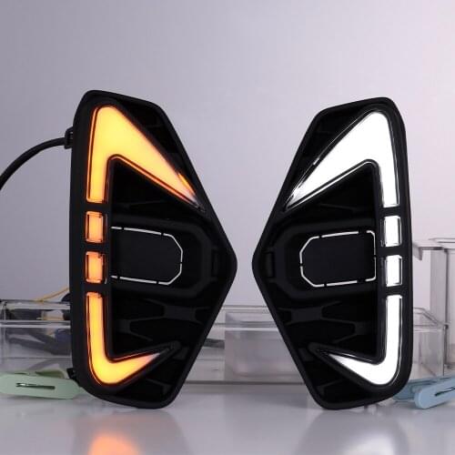 Car Flashing 1Set LED DRL Fog Lights for Nissan NAVARA NP300 2021 Fog Light Fog Lamp Cover Daytime Running Light turn signal