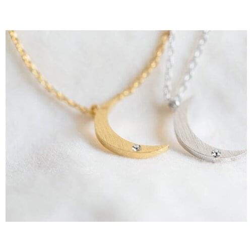 10Pcs Fashion classic stereo moon pendant necklace crescent rhinestone necklace for men and women