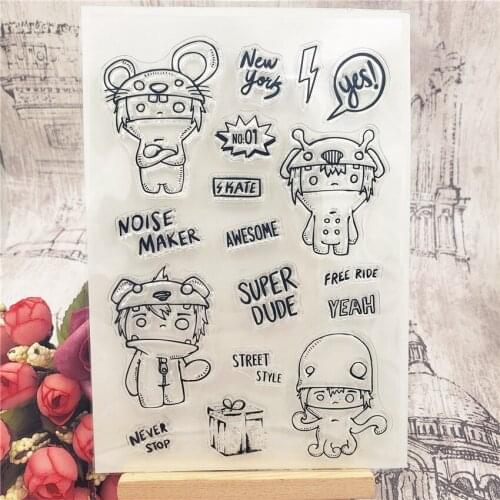11*16cm Cartoon monsters Transparent Clear Stamps / Silicone Seals Roller Stamp for DIY scrapbooking photo album/Card Making