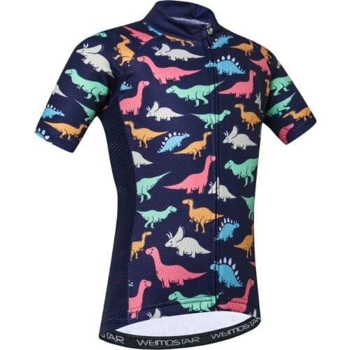 2019 Kids Ropa ciclismo Summer Cycling Jersey Cartoon Maillot MTB Breathable Quick Dry Children Bike Jersey Sportwear dinosaur