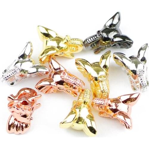 YHBZRET 4pcs White Zircon Elephant head Pendants Copper beads Spacer animal Charms Loose beads for Jewelry making bracelet DIY