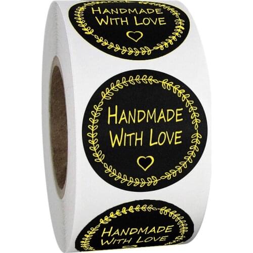 50-500pcs Round Natural handmade Stickers seal Labels cute sticker for Cake Packaging labels sticker stationery