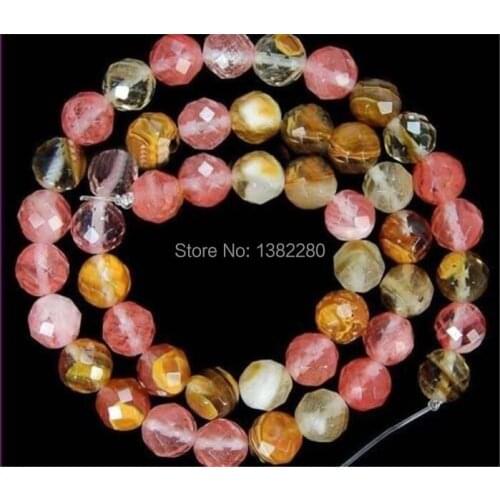 ! 8mm Faceted Multicolored Watermelon Tourmaline Gems loose Beads 15" 5pc/lot loose beads JT5416