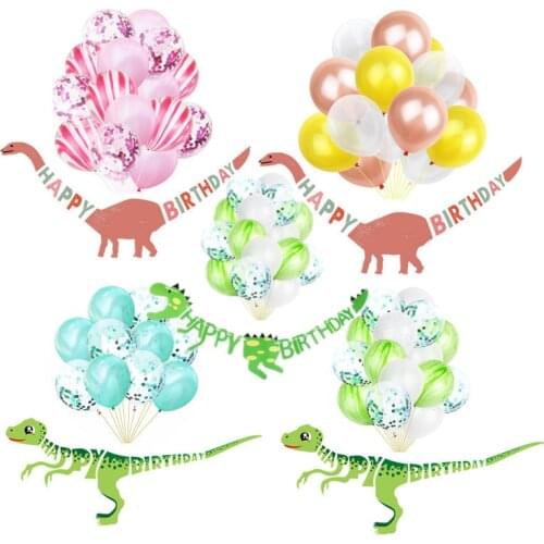 Happy Birthday Banner Bunting Dinosaur Theme Party Boy Girl Baby Shower Birthday Party Decorations Safari Jungle Party Supplies