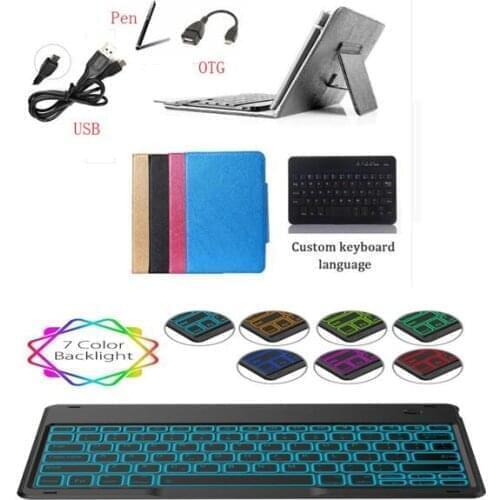 Wireless Bluetooth Keyboard case for Lenovo Idea Tab A10-70 A7600 A7600-h / A7600-f tablet 7colors Backlit Light keyboard cover