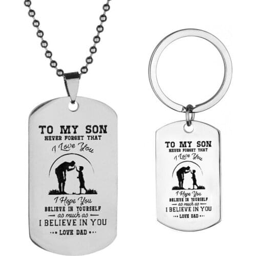 CIBOCIBO Silver Color Key Chain Men TO My Son Never Forget I Love You Key Holder Bag Unisex Letter Keyring Charm Pendant Llavero