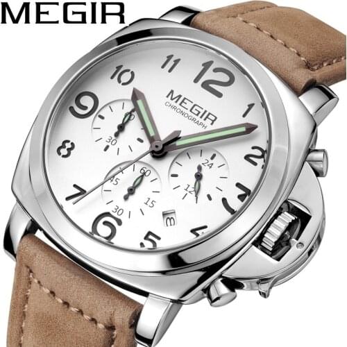 MEGIR Men Genuine Quartz Watch Big Dial Chronograph Military Watches Luminous Relogio Masculino Saat 3406 Mechanical watch 3206